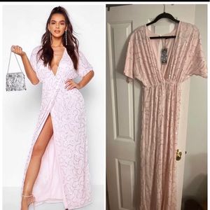 Pink Maxi Sequin Dress w/ Slit